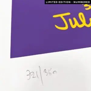 A close-up of the 1998 Phil Collins limited edition poster, numbered 321/350 in pencil on a white border. A corner label reads LIMITED EDITION - NUMBERED, marking this exclusive art print.