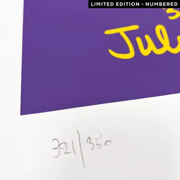 A close-up of the 1998 Phil Collins limited edition poster, numbered 321/350 in pencil on a white border. A corner label reads LIMITED EDITION - NUMBERED, marking this exclusive art print.