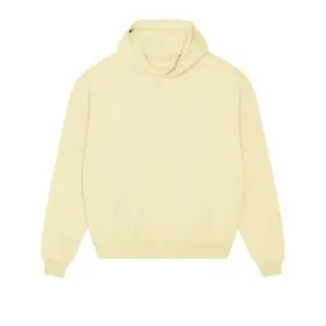 The Sweatshirt Montreux Jazz embroidered, Butter, is a light yellow hoodie with long sleeves, front pocket, ribbed cuffs and hem, and subtle Montreux Jazz embroidery, shown on a white background.
