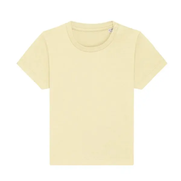 The T-Shirt Rylsee Octopus for babies, in plain light yellow with short sleeves and a round neckline, is displayed on a white background. It features simple stitching and no visible patterns or logos.