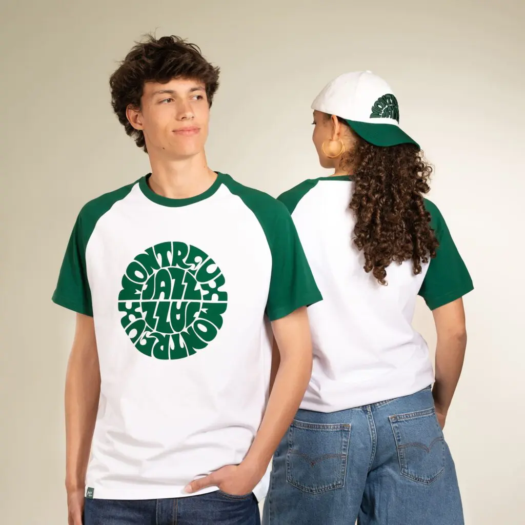 T-shirt Vintage Baseball, Bicolore Vert