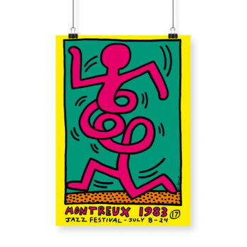 Poster Keith Haring, 1983 Montreux Jazz Festival 70x100cm yellow green pink