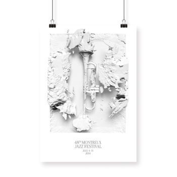 Affiche 70x100cm Woodkid 2014 Montreux Jazz Festival 3d trompets black and white