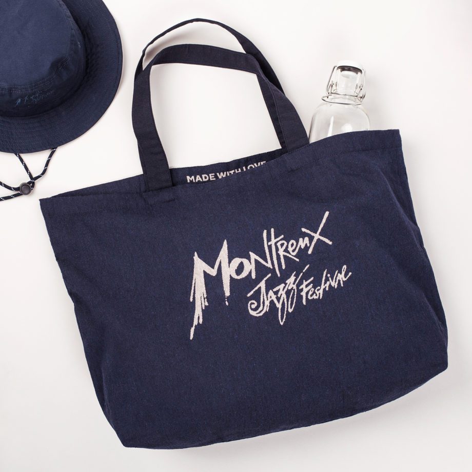 Large Woven bag Montreux Jazz Music Festival with bottom, 100% recycled fibres