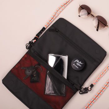 Flat black pouch Montreux Jazz Music Festival with colored cord