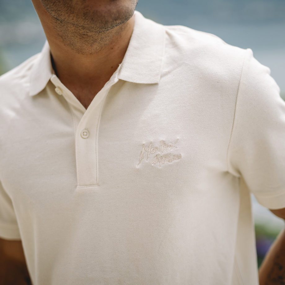 Polo avec broderie Montreux Jazz Festival. Couleur Natural