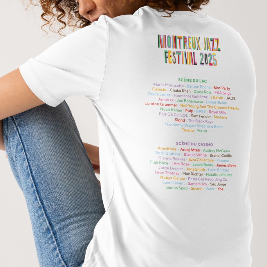 T-shirt Lineup 2025 white back Montreux Jazz Music Festival
