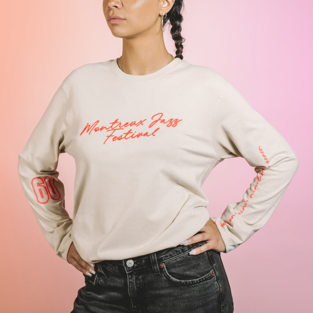 T-shirt longues manches 60, Sable Corail Fluo